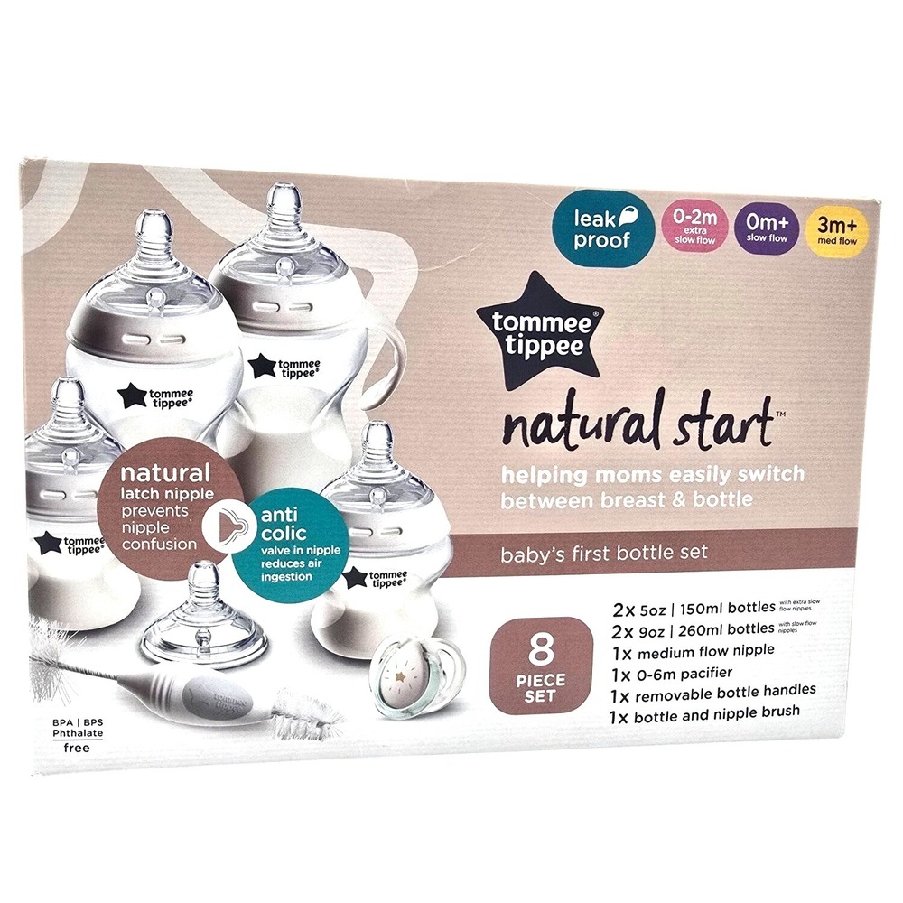 Tommee Tippee Natural Start Baby First Bottle Set 8pc Anti-Colic BPA Free
